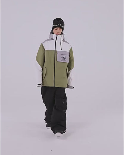 Ski Wear Waterproof Cargo Snow Jacket&amp;Bibs Suit -Unisex