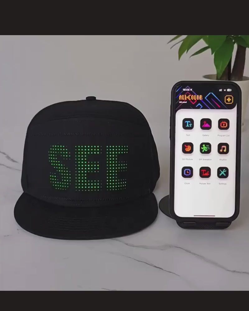 Dance Miracle Cyberpunk LED Display Cap ( Customizable Text And Image Available)
