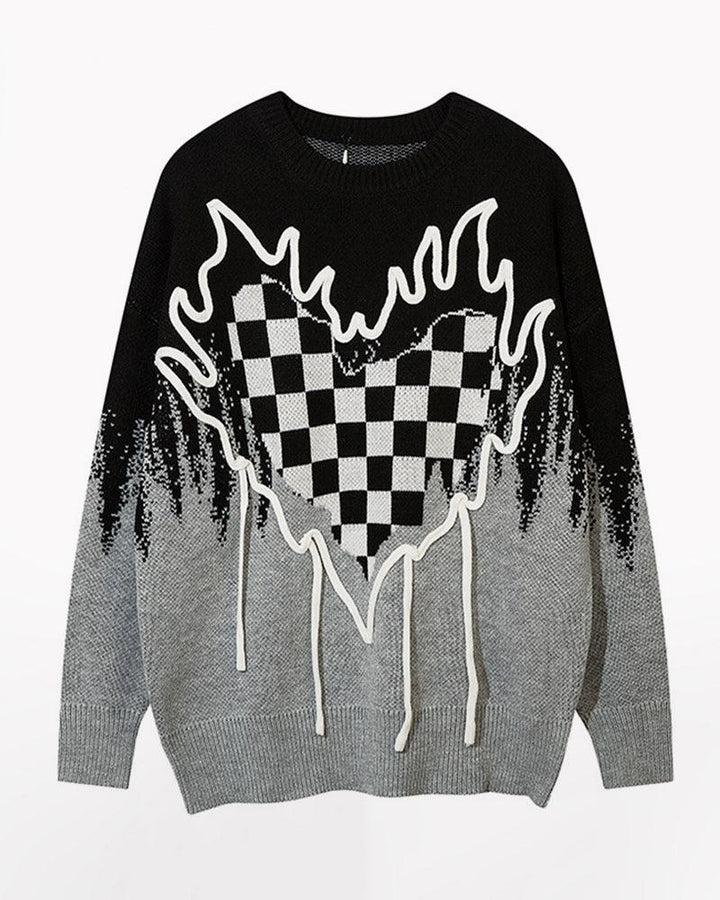 Pull Me Fire Heart Sweater - Techwear Official