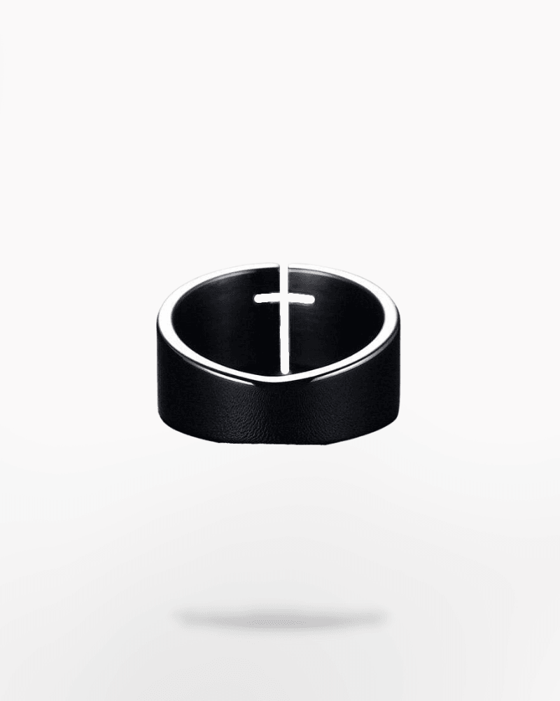 Pull Me In Black Cross Ring - Techwear Official