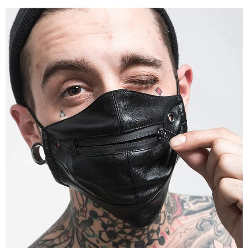 I Gotta Feeling Zipper Leather Mask - Techwear Official