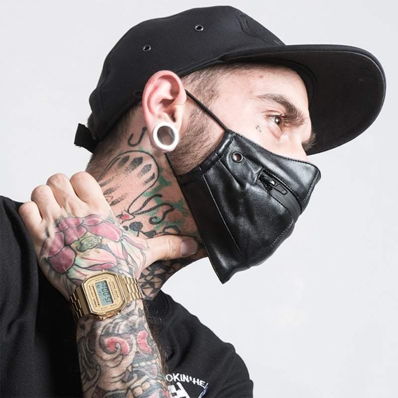 I Gotta Feeling Zipper Leather Mask - Techwear Official