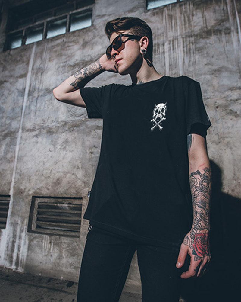 Skull Pioneer Rock Punk T-Shirt - Techwear Official
