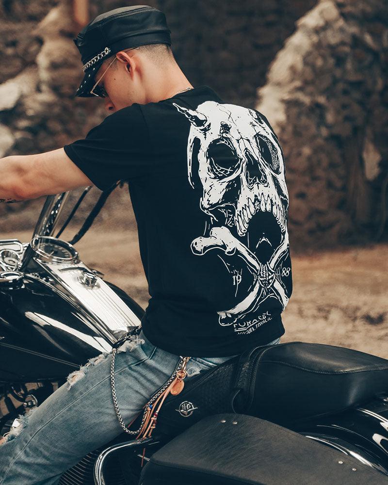 Skull Pioneer Rock Punk T-Shirt - Techwear Official