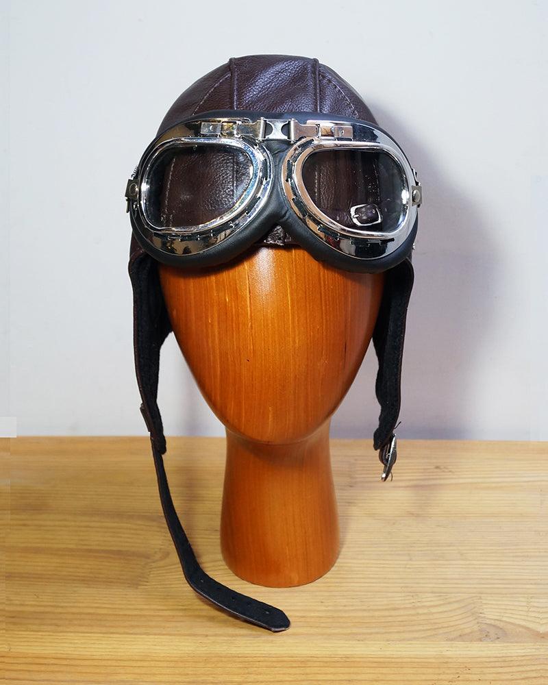 Steampunk Cycling Goggles Genuine Leather Aviator Hat - Techwear Official