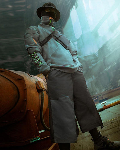 Suede Turtleneck Cyberpunk Hoodie - Techwear Official