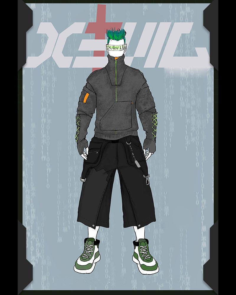 Suede Turtleneck Cyberpunk Hoodie - Techwear Official