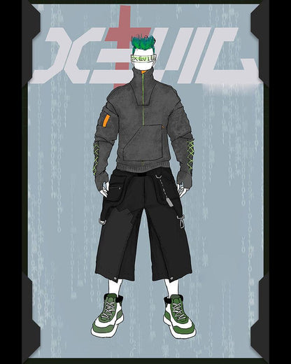 Suede Turtleneck Cyberpunk Hoodie - Techwear Official