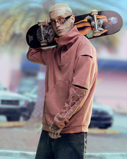 Suede Turtleneck Cyberpunk Hoodie - Techwear Official