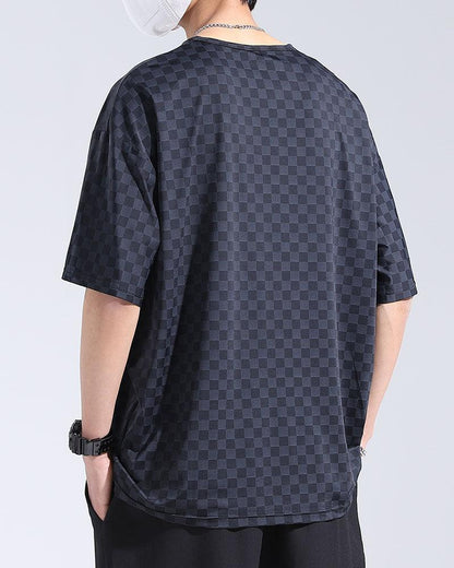 Summer Holidays Ice Silk Checkerboard T-Shirt - Techwear Official