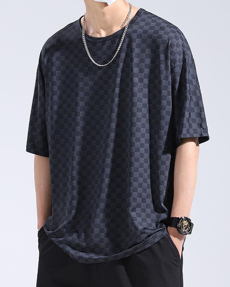 Summer Holidays Ice Silk Checkerboard T-Shirt - Techwear Official