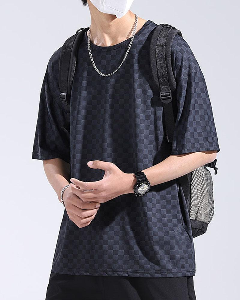 Summer Holidays Ice Silk Checkerboard T-Shirt - Techwear Official