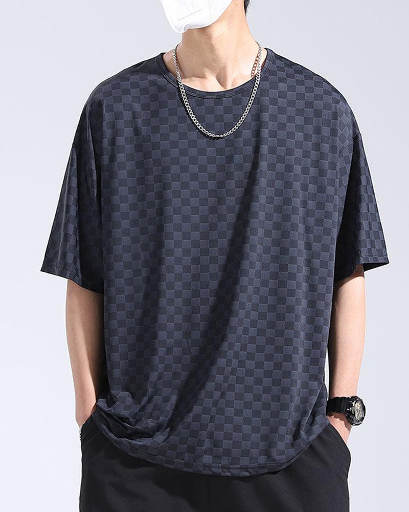 Summer Holidays Ice Silk Checkerboard T-Shirt - Techwear Official