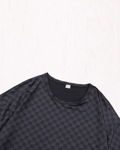 Summer Holidays Ice Silk Checkerboard T-Shirt - Techwear Official