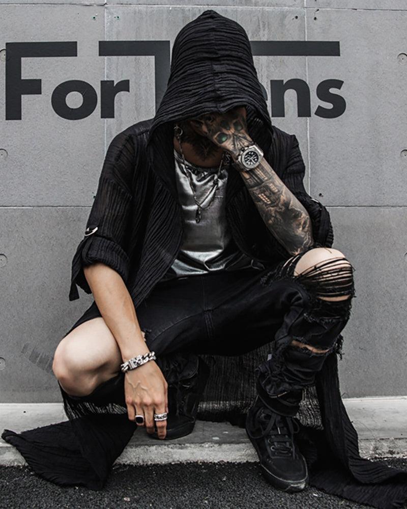 Techwear Shirt,ninja style,street goth style,black shirt,japanese techwear,japanese style clothing,streetwear shirt,black streetwear shirt,goth style men,punk goth style