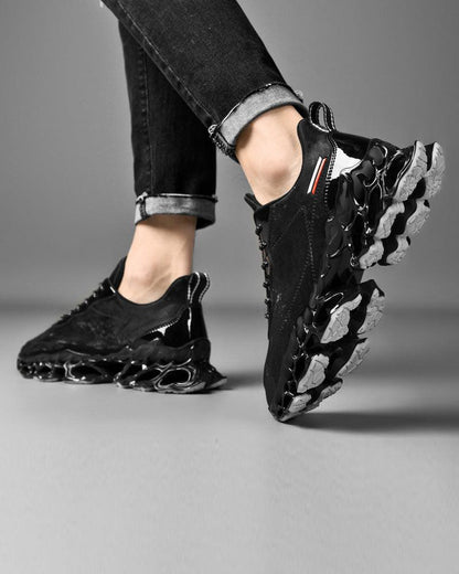 Techwear Frosted Leather Sneakers - Techwear Official