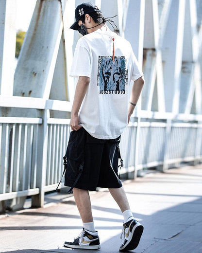 Techwear Ribbon Multi-Pocket Cargo Shorts - Techwear Official