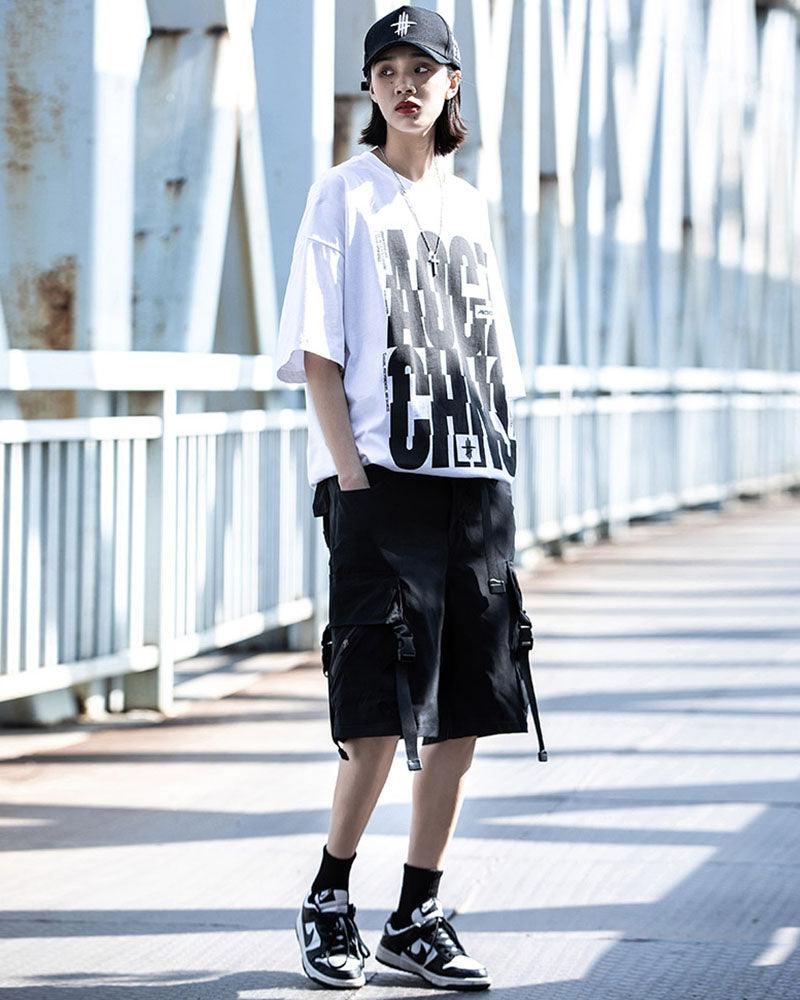 Techwear Ribbon Multi-Pocket Cargo Shorts - Techwear Official