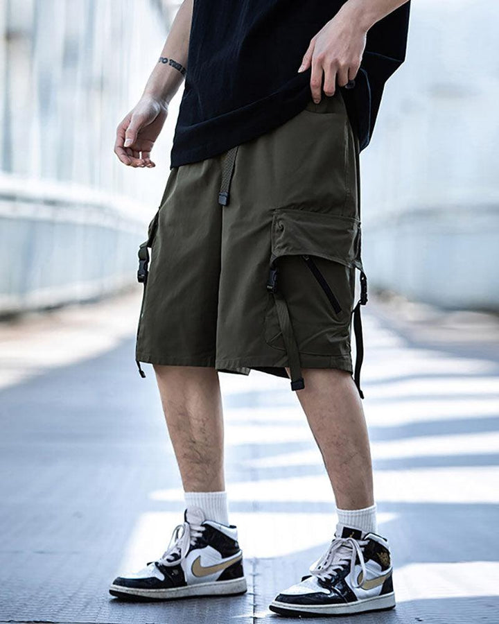 Techwear Ribbon Multi-Pocket Cargo Shorts - Techwear Official