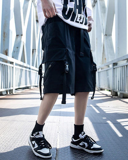 Techwear Ribbon Multi-Pocket Cargo Shorts - Techwear Official