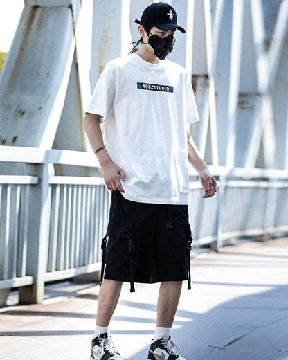 Techwear Ribbon Multi-Pocket Cargo Shorts - Techwear Official