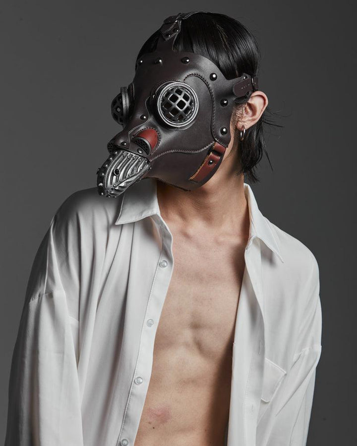 The Night Of Crow Punk Leather Mask - Techwear Official