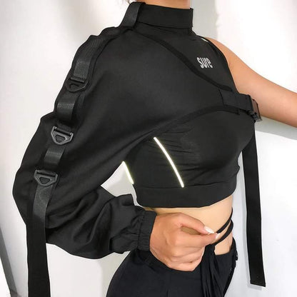 Time To Say Goodbye Reflective Shoulder Top - Techwear Official