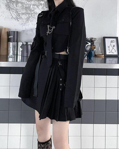 Tough As Time Short Style Suit And Skirt Set - Techwear Official