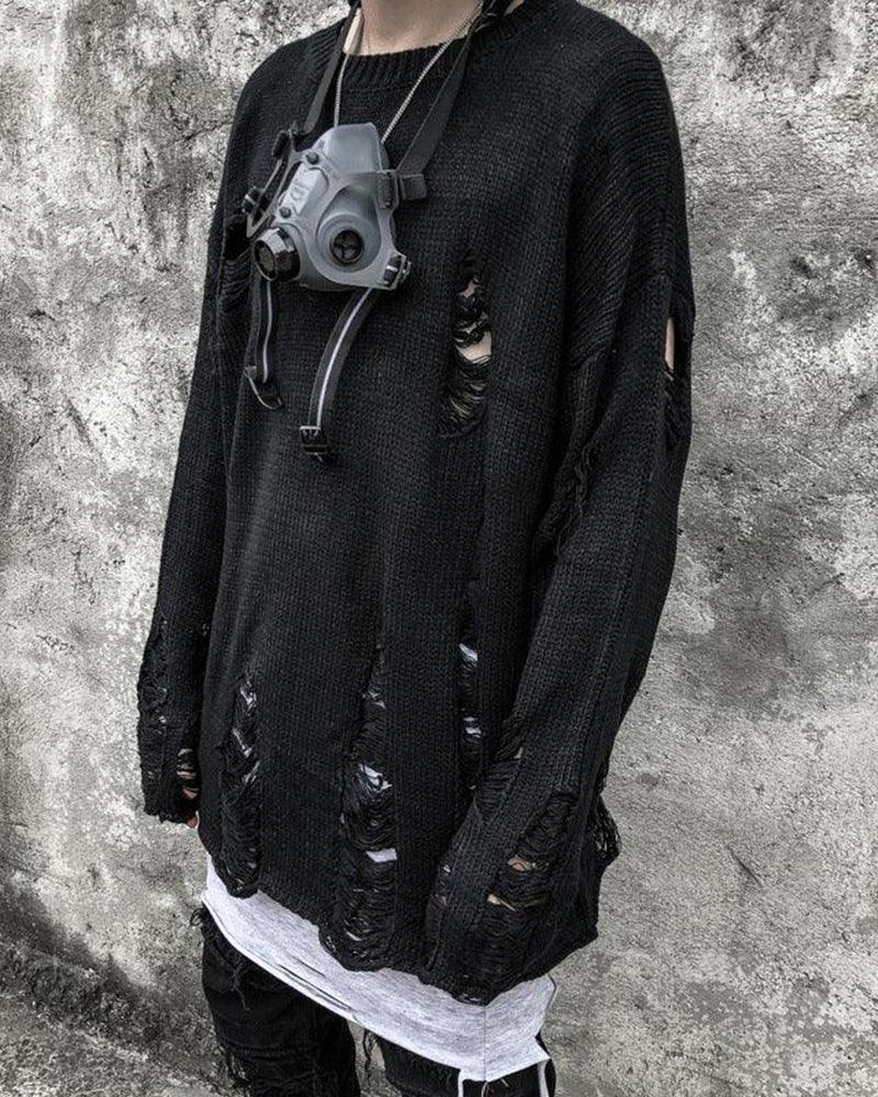 Trendy Punk Tattered Sweater - Techwear Official