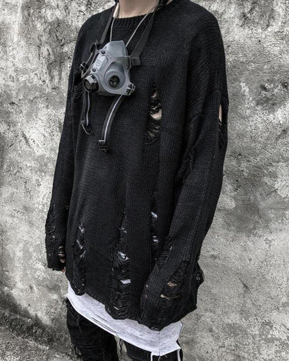 Trendy Punk Tattered Sweater - Techwear Official