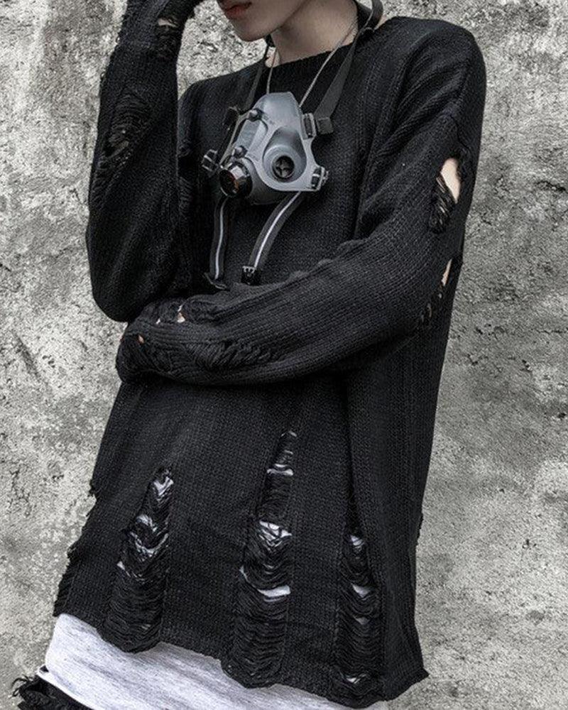 Trendy Punk Tattered Sweater - Techwear Official