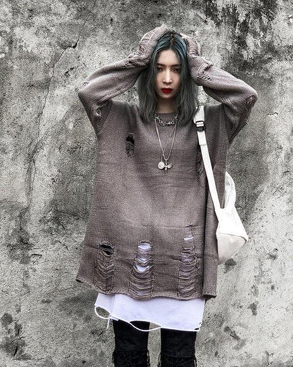Trendy Punk Tattered Sweater - Techwear Official
