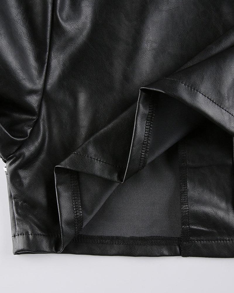 Try Everything Street PU Crop Jacket - Techwear Official