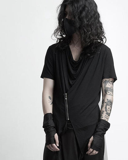 Turn Me Around Irregular Zipper T-Shirt - Techwear Official