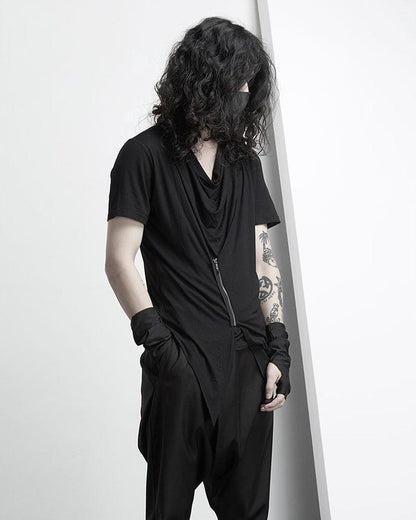 Turn Me Around Irregular Zipper T-Shirt - Techwear Official