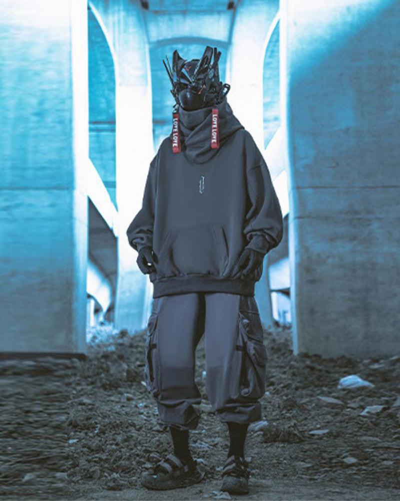 Wake Me Up Turtleneck Scarf Hoodie - Techwear Official