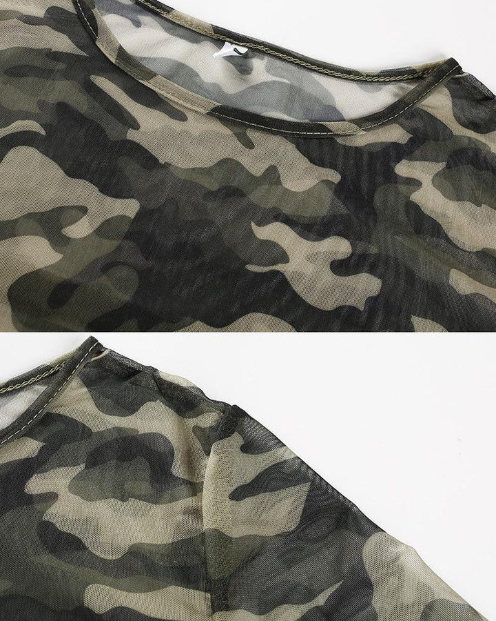 Where I Want To Be Camo Mesh Top - Techwear Official