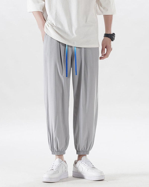 Summer Picnic Ice Silk Drawstring Jogger Pants - Techwear Official