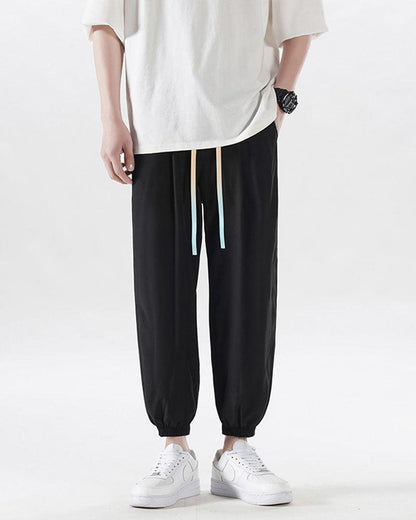 Summer Picnic Ice Silk Drawstring Jogger Pants - Techwear Official
