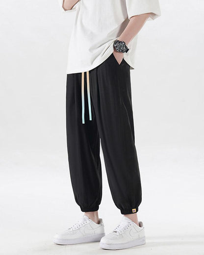 Summer Picnic Ice Silk Drawstring Jogger Pants - Techwear Official