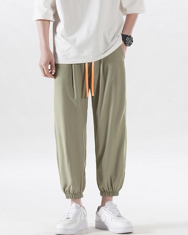 Summer Picnic Ice Silk Drawstring Jogger Pants - Techwear Official