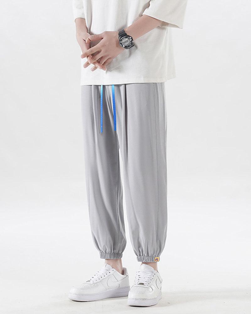 Summer Picnic Ice Silk Drawstring Jogger Pants - Techwear Official