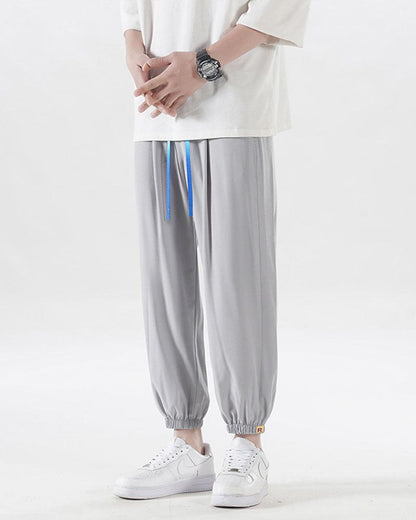 Summer Picnic Ice Silk Drawstring Jogger Pants - Techwear Official