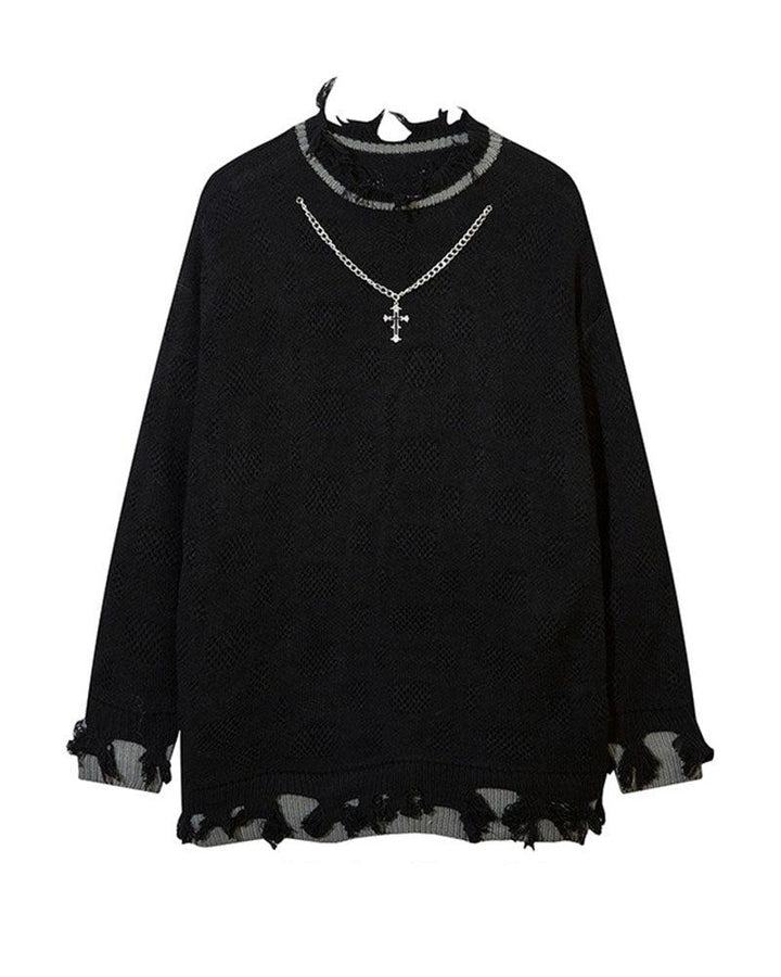 You're The Boss Cross Necklace Sweater - Techwear Official