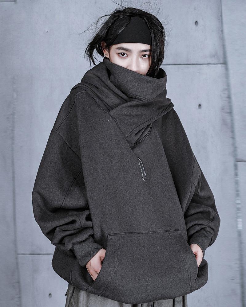 Wake Me Up Turtleneck Scarf Hoodie - Techwear Official